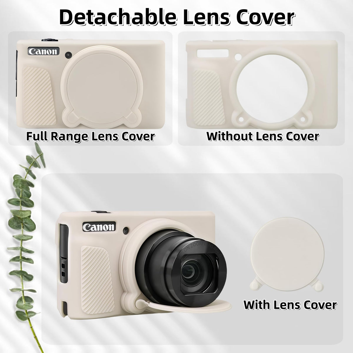 Camera Case for Canon PowerShot SX740/ SX730 Digital Camera, SX740 HS Case | Soft Silicone Protective Case Removable Lens Cover, Comes with 2 Screen Protectors and 1 Wrist Strap. (Mist White)