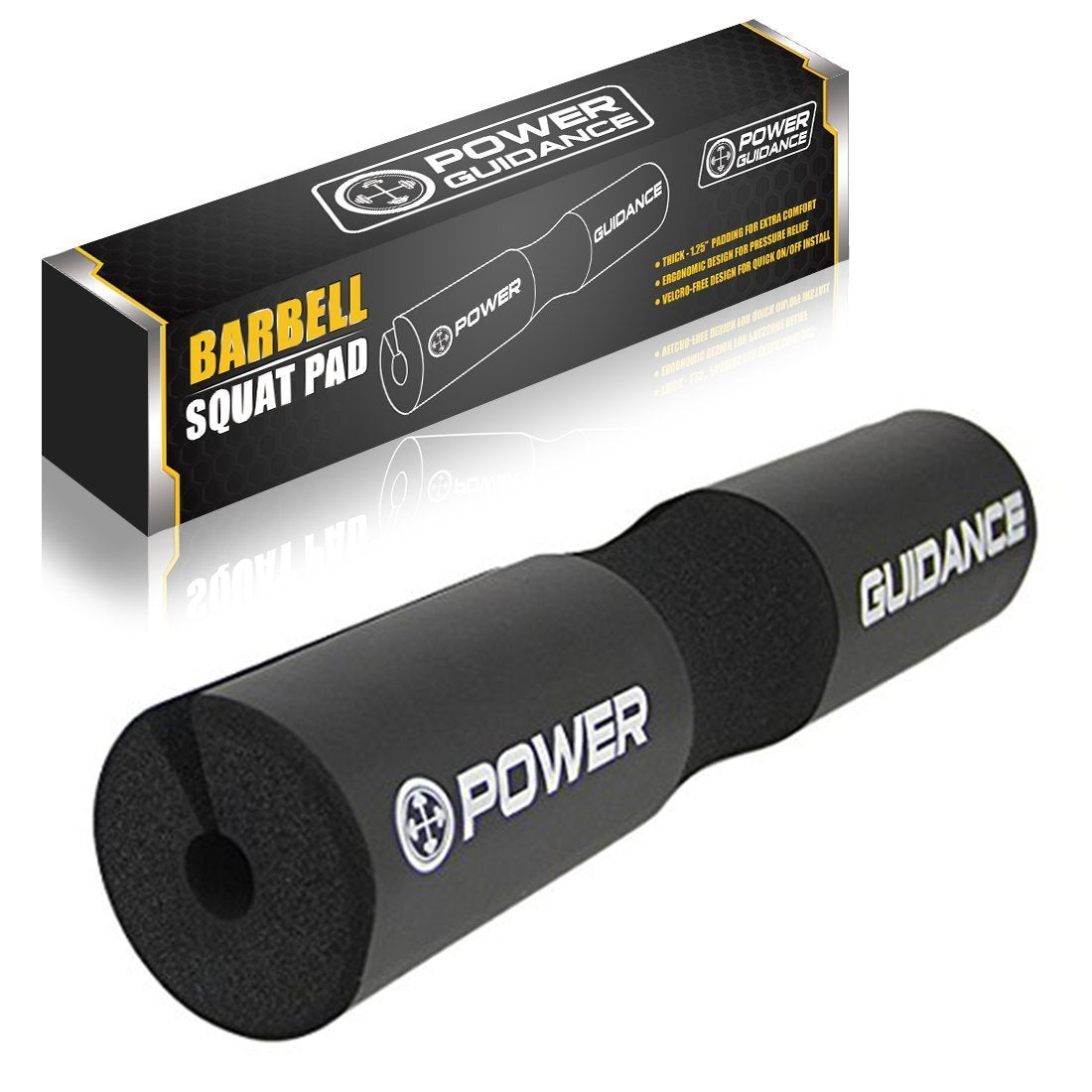 POWER GUIDANCE Barbell Squat Pad - Neck & Shoulder Protective Pad - Great for Squats, Lunges, Hip Thrusts, Weight Lifting & More - Fit Standard and Olympic Bars Perfectly
