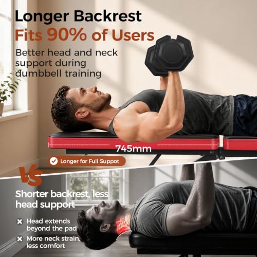 NICEPEOPLE Adjustable Weight Bench for Home Gym, 660LBS Capacity Workout Bench with 8 Backrests for Chest Shoulders Arms, Compact and Foldable Strength Bench for Small Space Apartment Room