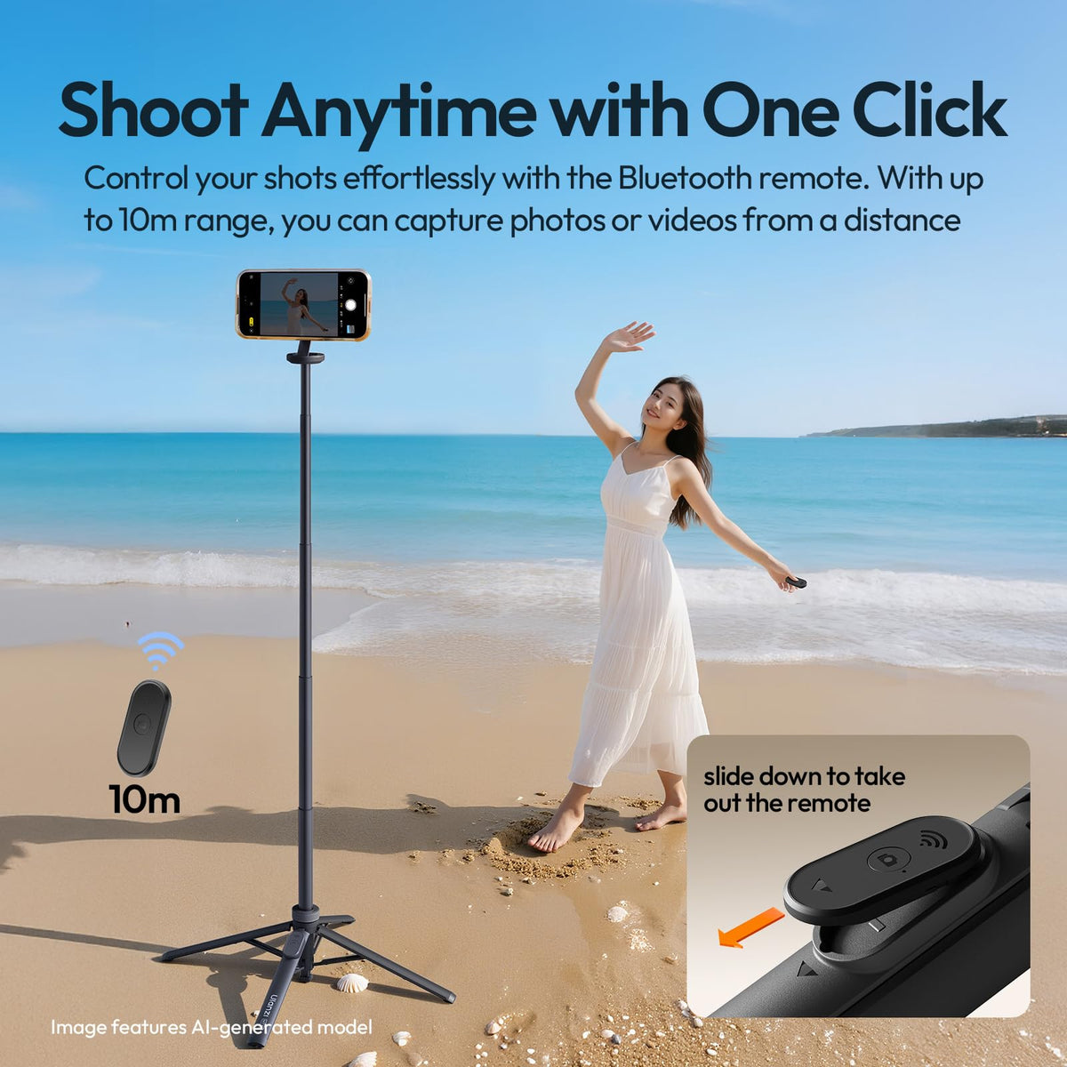 ULANZI MT85 60"Magnetic Phone Tripod for iPhone18Pro Auto Open Selfie Stick | N52 Magnetic, Aluminum, Enhanced 4-Leg, Extendable Phone Stand for Magsafe w Remote for Travel Vlog Content Creator Essential