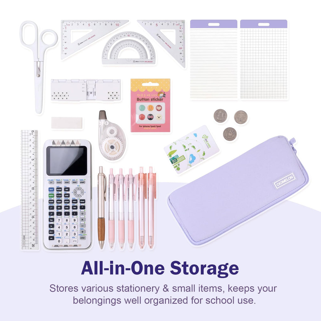 CICIMELON Pencil Case, Wide Opening Pen Pouch Bag for School Supplies | Compact Size, Multi-compartment Pencil Pouch Storage Organizer Bag for Students College Office, Purple