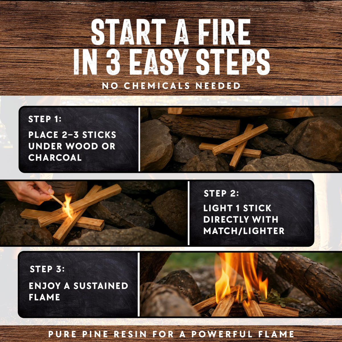 Billy Buckskin 10lb Fatwood Fire Starter Sticks, 100% Natural Firestarter | Lights when wet, For Campfires, Firepit, Fireplaces, BBQ & Wood Stoves, Easy Ignition with Just 2 Sticks, Camping Essentials