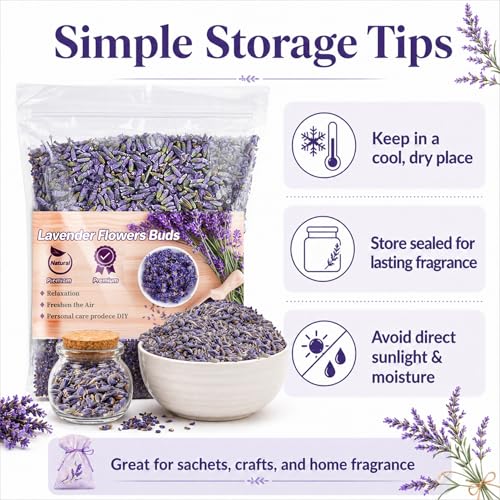Sukh 3oz Dried Lavender Flowers - Make Sachets for Drawers and Closets | Lavender Buds for DIY Crafts, Bath Salts, Candles, Soap Making| Car Potpourri, Meditation| Wedding, Birthday, Bridal Shower