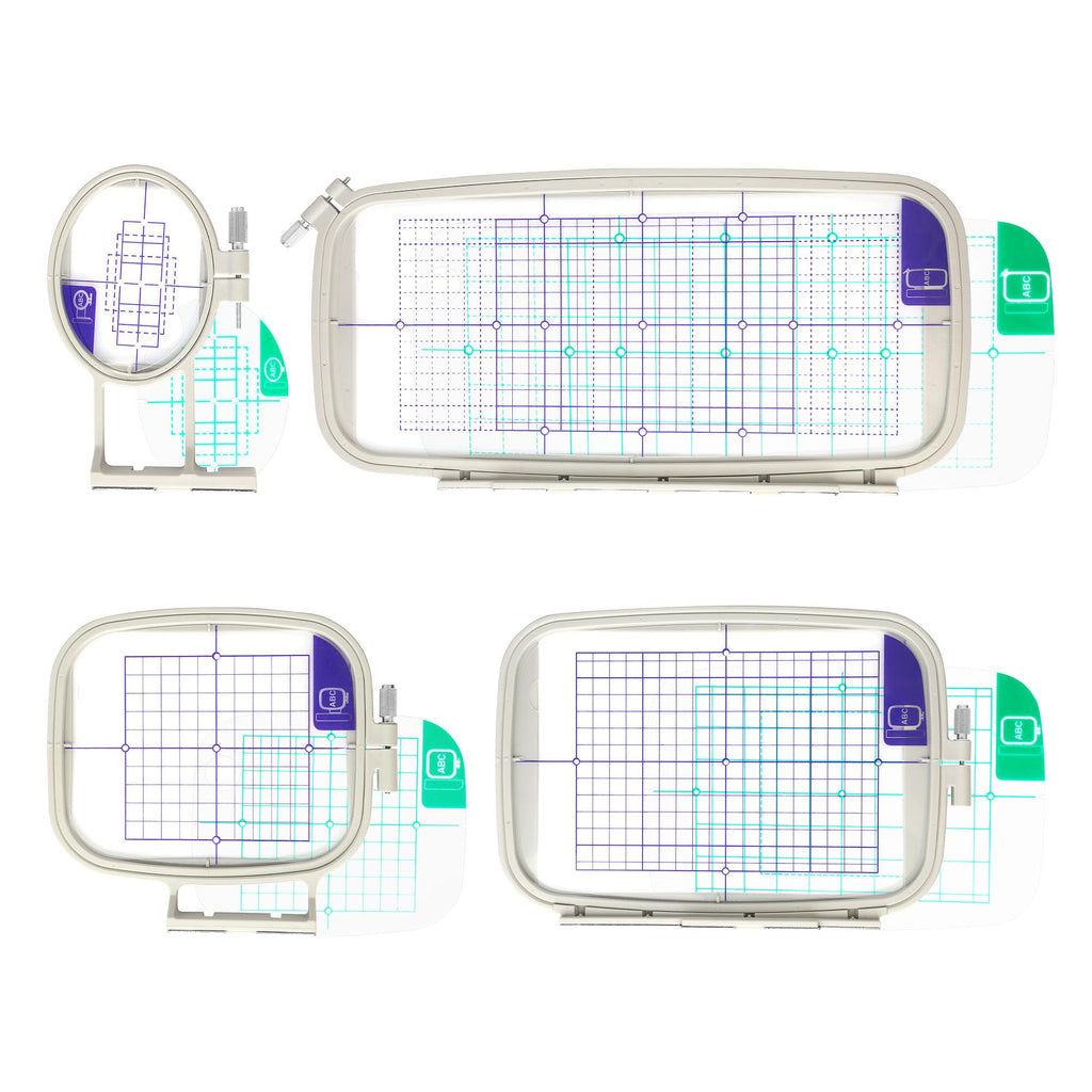 Sew Tech 4pcs Embroidery Hoop for Brother, 1x2.5 4x4 5x7 5x12in Frame Set | Fits PE900 SE2000 PE800 PE780D PE770 PE700 SE2100 SE1950 SE1900 NS1250E NS2850D Brother; Baby Lock Bloom Accord Ellure