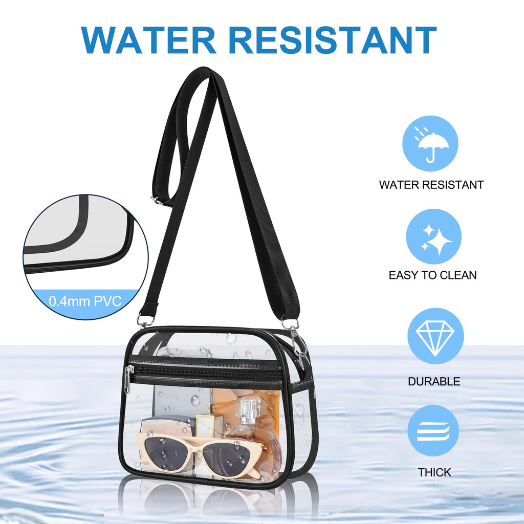 Clear Bag for Stadium Events Stadium Approved Women's Top-Handle Handbags | Mini Small Clear Bag Purse with Wide Adjustable Strap and Front Pocket for Sports Concerts, Festivals