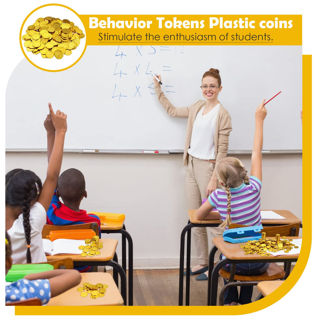 Hanaive 1000 Pcs Pirate Gold Coins Plastic Treasure Play Toy Coins | Fake St. Patricks Doubloon for Pirate Party Favors Supplies Treasure Hunt Game Teachers Classroom Reward