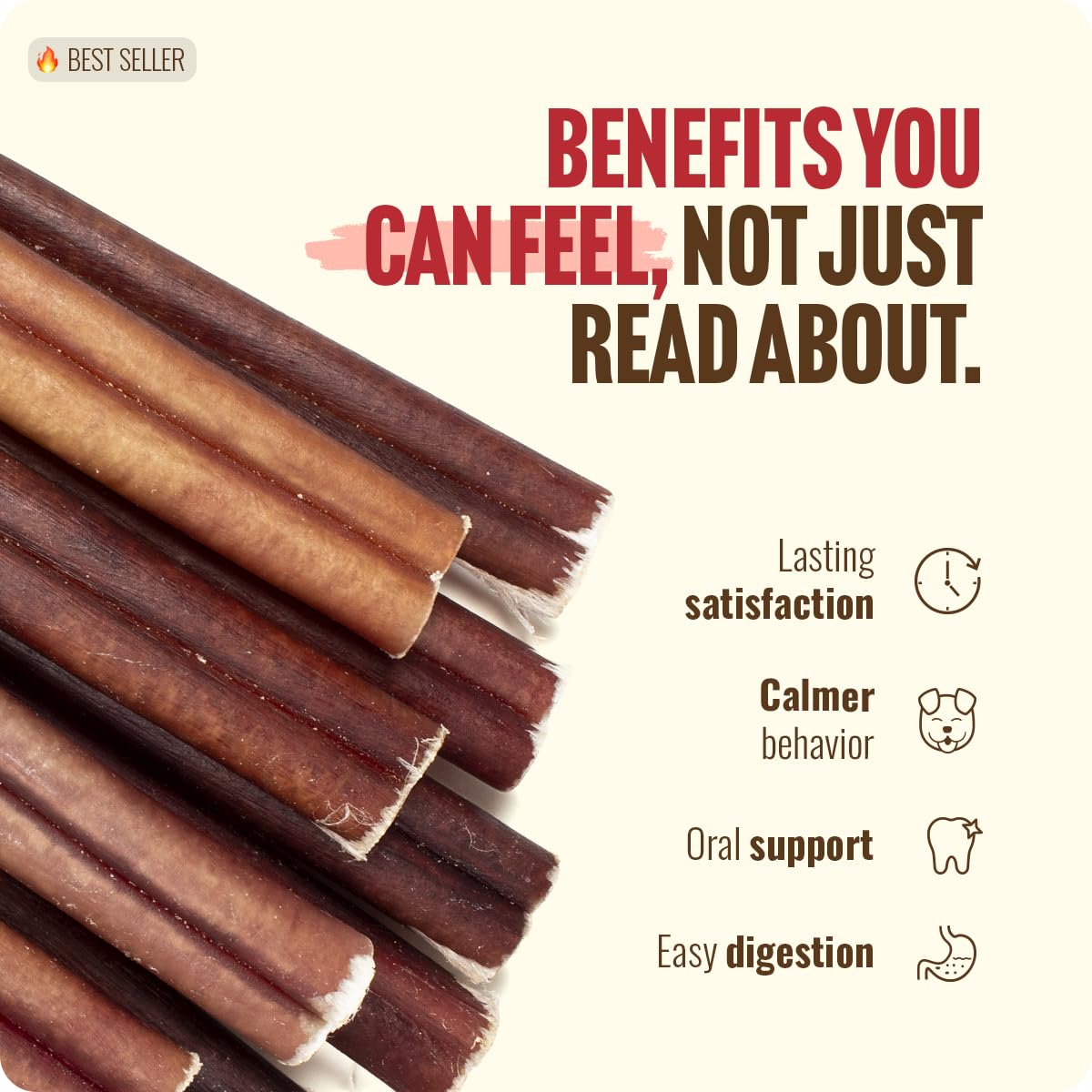 Natural Farm Odor-Free Bully Sticks for All Breeds, 6 Inch, 25 Count | Grass-Fed, Non-GMO, Grain-Free 100% Beef Pizzle. Single-Ingredient, Rawhide-Free, Fully Digestible, Long-Lasting