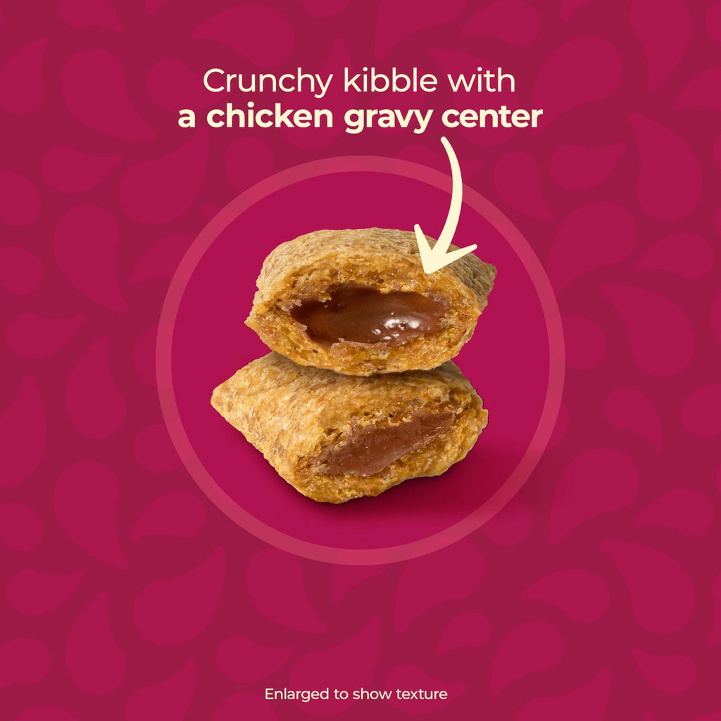 Meow Mix Gravy Bursts Dry Cat Food, 3 lb Bag | Crunchy cat kibble, gravy filled pieces, 100% complete & balanced nutrition