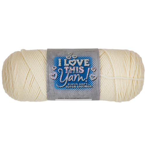 Hobby Lobby I Love This Yarn, 100% Acrylic, Ivory, Set of 2 | 4 Medium Weight, 355 Yards Per Skein, For Crocheting & Knitting