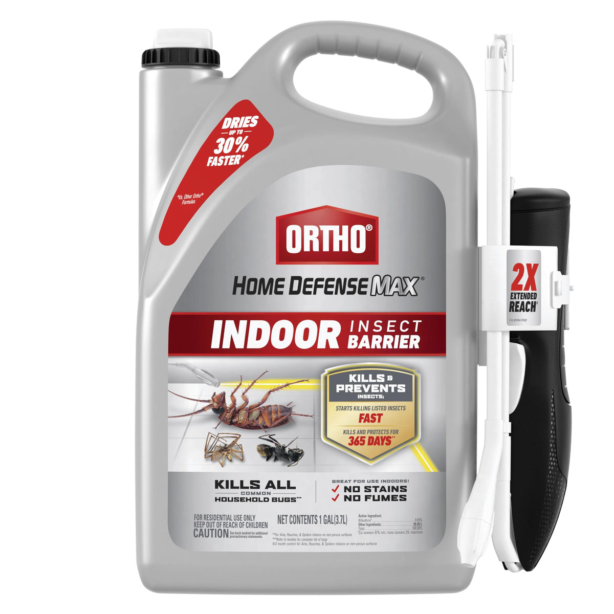 Ortho Home Defense Max Indoor Insect Barrier, Wand, 1 gal. | Ready-To-Use Home Bug Killer with Extended Reach Comfort Wand, Kills Ants, Roaches, Spiders, Fleas and Ticks