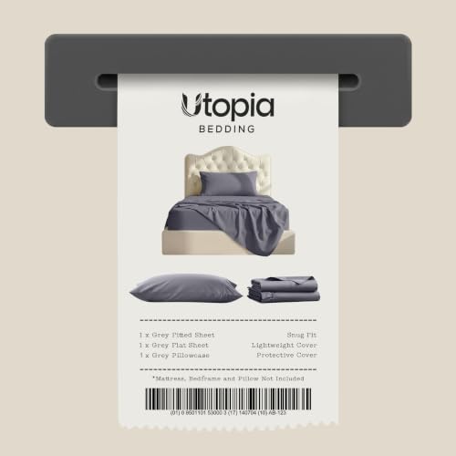 Twin Sheets Set, 3 Pieces 16" Deep Pocket Hotel Luxury Bed Sheets, Grey | Extra Soft Bedsheet Set for Kids, Women & Men, Comfy & Breathable Cooling Sheets, Fitted Sheet, Flat Sheet, 1 Pillowcase