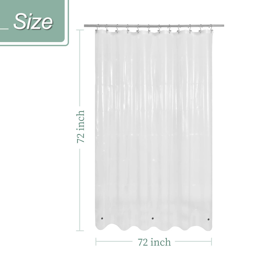 Mrs Awesome Clear Shower Curtain Liner with 3 Magnets, 72x72 | 12 Rustproof Grommets, Premium Flexible Sturdy Plastic Shower Curtain for Bathroom Lightweight, Waterproof,72W x 72H