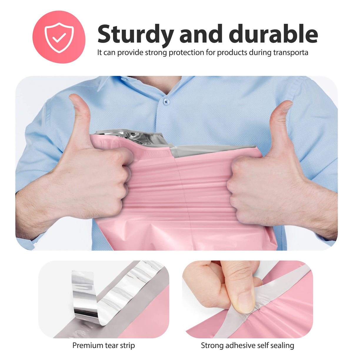 Fuxury Poly Mailers 14.5x19 Inch 50pc Shipping Bags for Small Business Pink | Mailing Envelopes for Clothing,Self Seal Shipping Envelopes Waterproof Poly bags Durable Packaging Bags