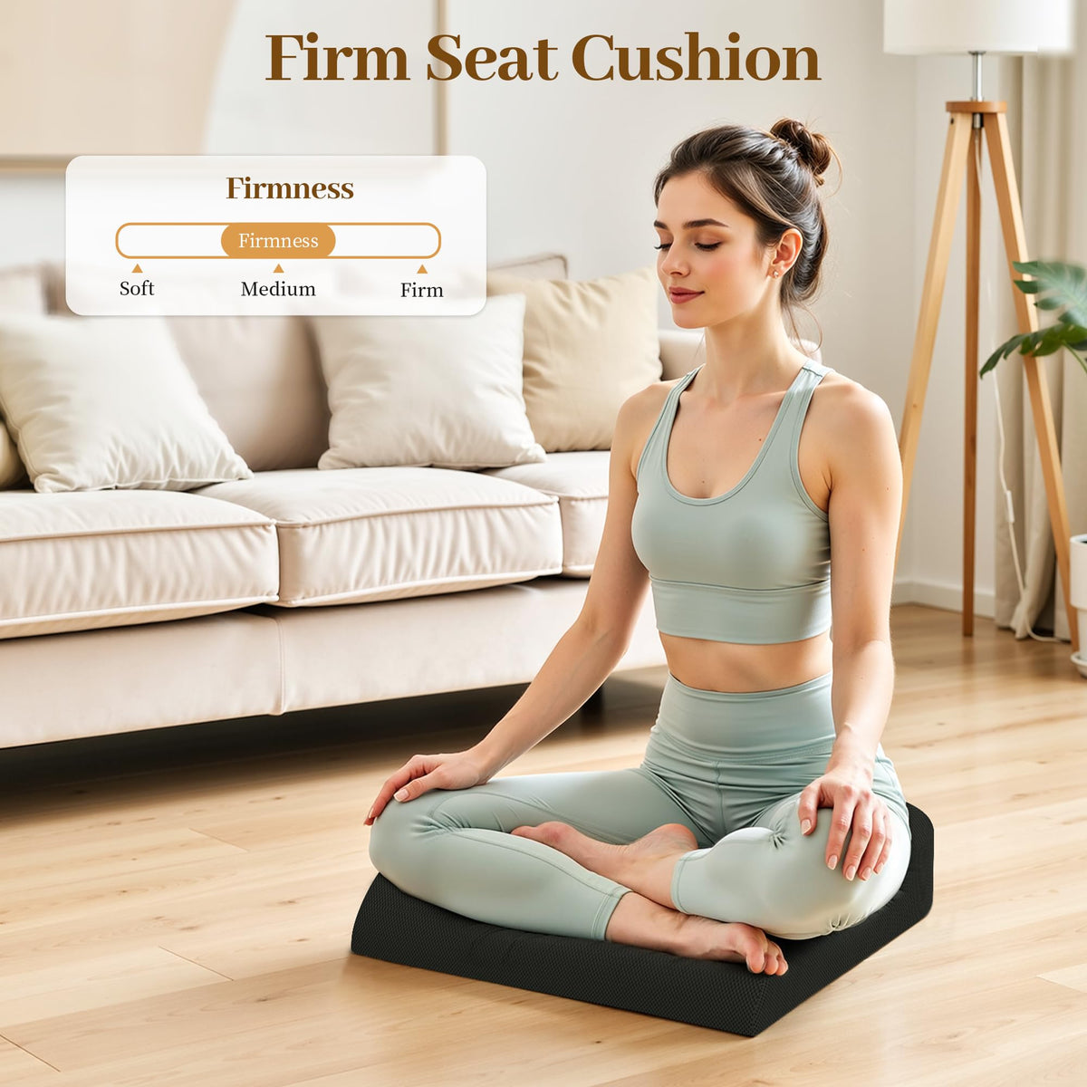 TranquilRelax 3-Inch Memory Foam Seat Cushion for Office Chair, Large | Black Chair Pad with Medium-Firm Support, Washable Mesh Cover & Non-Slip Base for Office Chairs, Car Seats & Short Drivers