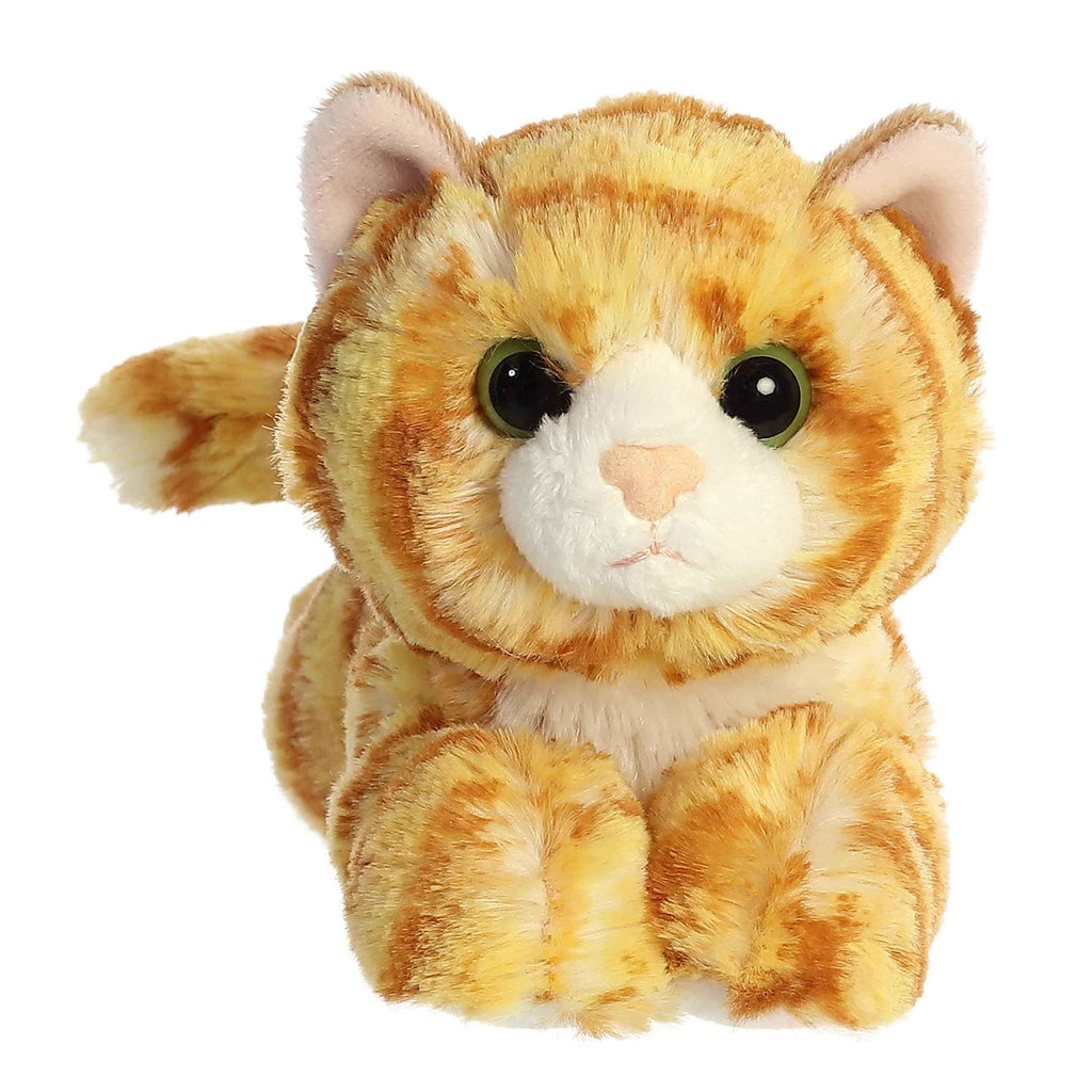 Aurora Mini Flopsie 8" Ginger Cat Adorable Stuffed Animal | Compact tummy-lying animals with bean-filled stability