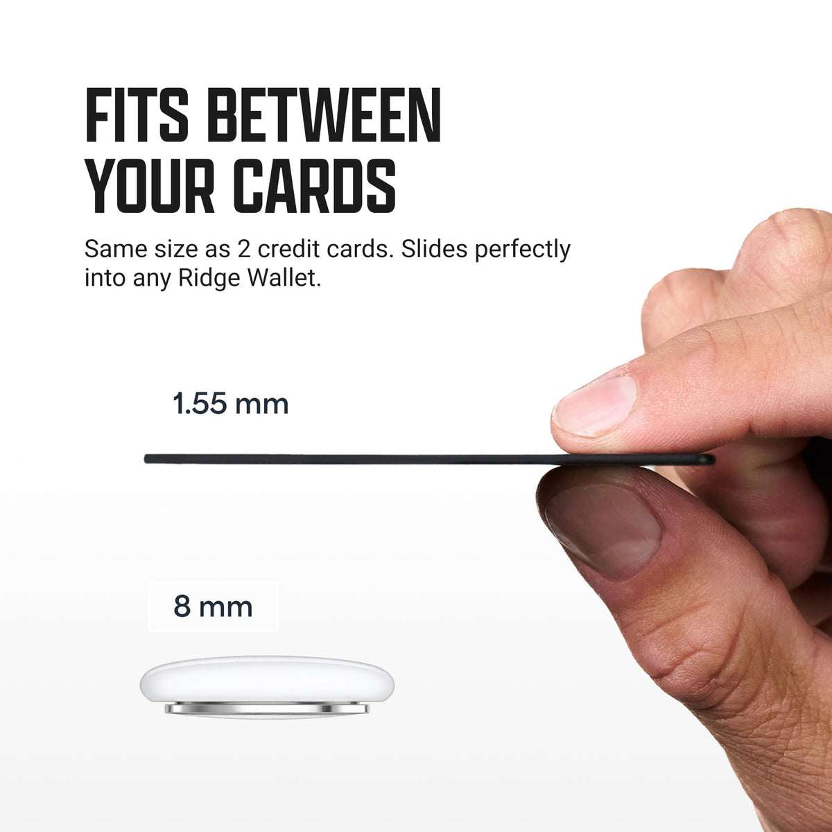 Ridge Tracker Card Compatible with Apple Find My, Compatible with Android Slim Tracking Card - Wallet Finder, Item Locator for Luggage Tags, Passports, Phone - MFi Certified, IP68 Water Resistance