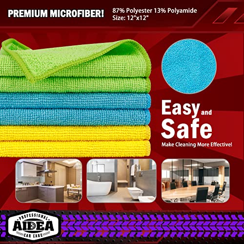 AIDEA Microfiber Cleaning Cloth-50PK, Microfiber Towels for Cars, 12"×12" | Premium Wash Cloths, Dusting Cloth Cleaning Rags, Absorbent Towels for SUVs, House, Kitchen, Window, Cleaning Supplies