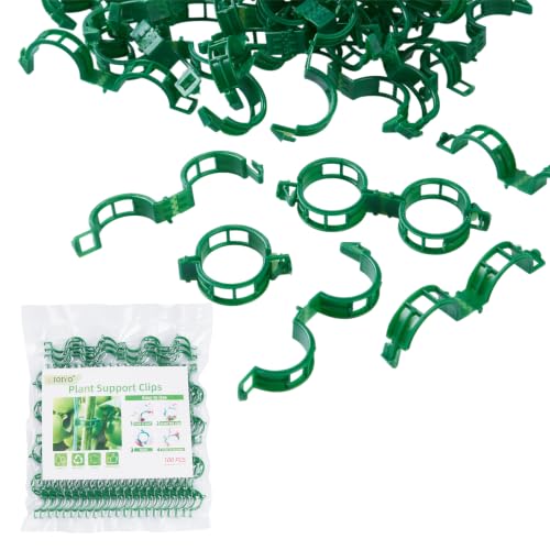 CIQIYO 100 Pcs Plant Support Clips,Plastic Clips for Securing Plants | Plant Fixing Clips,Tomato Vine Clips,Garden Clips for Climbing Plants,Grape and Vine Vegetables,Reusable(100, Green)