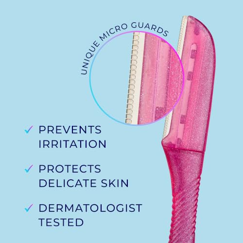 Schick Hydro Silk Touch-Up Dermaplane Razor for Women Face, 3 ct | 3-in-1 dermaplaning tool, Removes peach fuzz, Exfoliating face razors for women, Includes precision cover to shape brows.