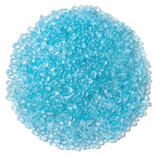 Keedolla Ice Blue Sea Glass Marbles Stones Frosted Glass Pebbles Gemstones for Aquarium Rocks, Fish Tank Gravel, Vase Fillers, DIY Crafts - 230g/8oz