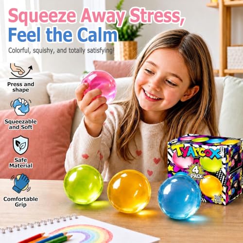 Tyarcox 4 Pcs Coconut Oil Squishy, Shapeable No-Rebound Stress Relief Ball, Formable Sensory Fidget Toy for Study Work & Relaxation, Calming Desk Decor Anxiety Relief Gift