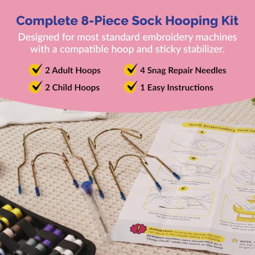 Sock Hoop for Embroidery Machine | Sock Hoop Set for Embroidering Designs on Any Machine. Embroidery Accessories and Supplies with Universal Compatibility. Makes Embroidering Socks Easy - 4 Pack