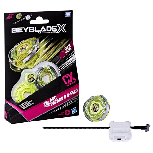 Bey Blade X Arc Wizard R 4-55LO CX Starter Pack Set, Stamina Type Top and Launcher; Authentic Takara Tomy Battle Tops Games, Toys for Boys and Girls 8+