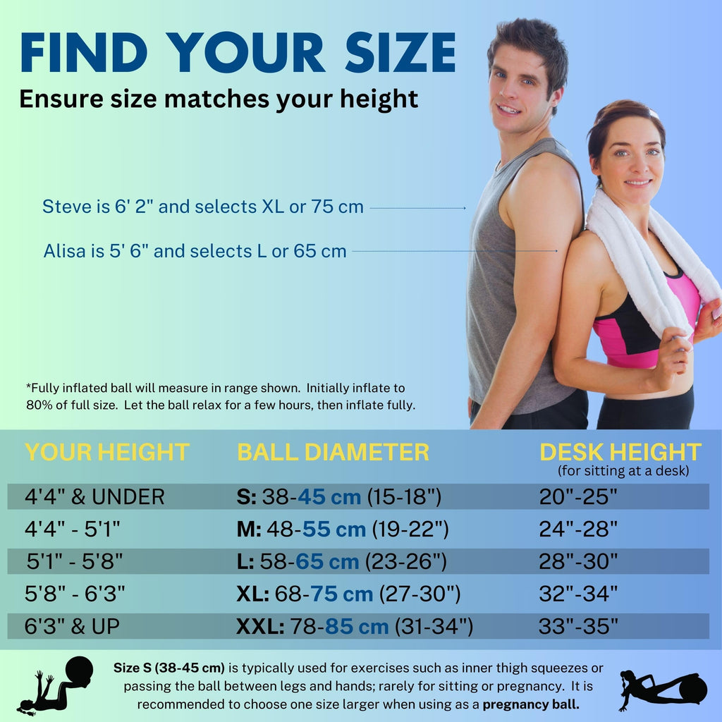 ProBody Pilates Yoga Ball - Gym Grade Exercise Ball | Sizes 45/55/65/75/85 cm, 330 lb Load, CA 10P Cert, PT & Prenatal Use, Recommended by OBs, Pump