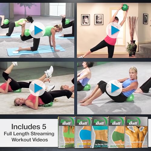 The Original 9" Pilates Core Fitness Small Exercise Ball + Videos | Workout Mini Ball for Abs, Back, Yoga, Barre, Physio, PT, Physical Therapy. Inflatable, Soft, Includes Instructions + Videos.