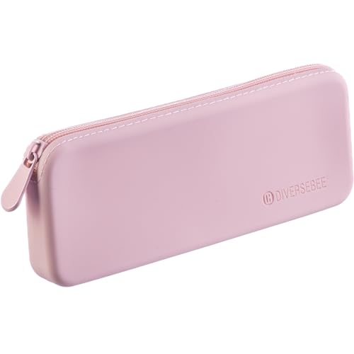 DIVERSEBEE Soft Silicone Pencil Case, Pencil Pouch with Zipper (Cherry) | Aesthetic Pen Bag for School, Bible Study Journaling Supplies and Accessories, Cute Pencil Organizer