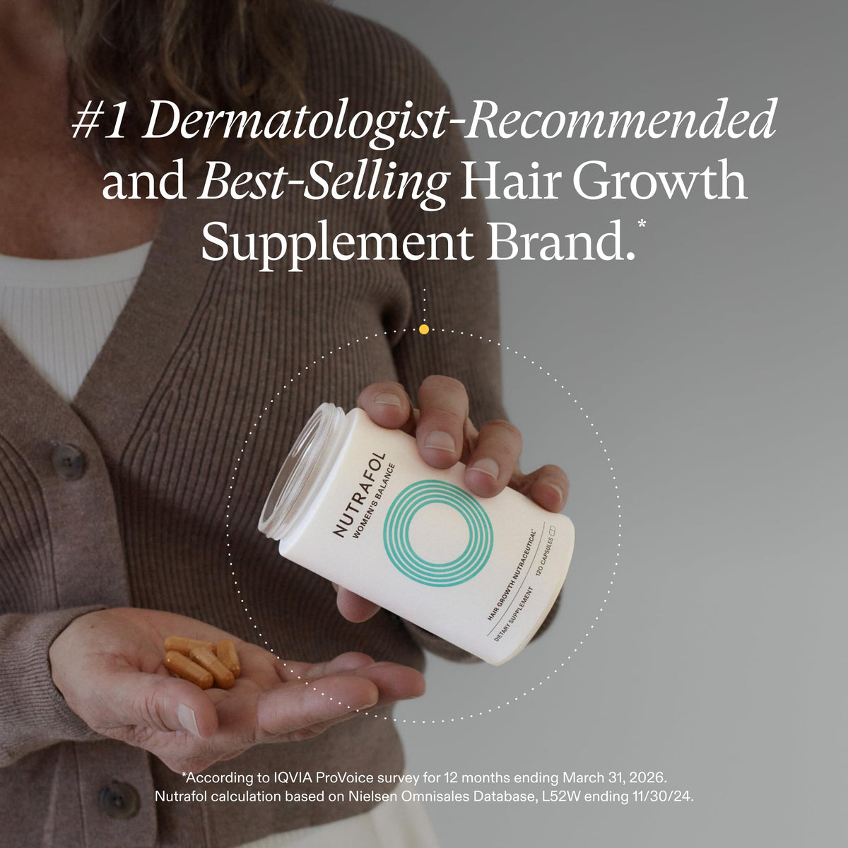 Nutrafol Women's Balance Hair Growth Supplements, Age 45+, 1-Month Bottle | #1 Dermatologist-Recommended Hair Growth Supplement Brand, Clinically Tested for Visibly Thicker Hair and Scalp Coverage