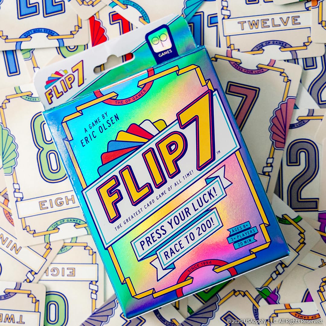 USAOPOLY Flip 7 Card Game, The Ultimate Blend of Press Your Luck Strategy | Fast-Paced Addictive Card Game, Quick to Learn & Easy to Teach, 3+ Players, Ages 8+