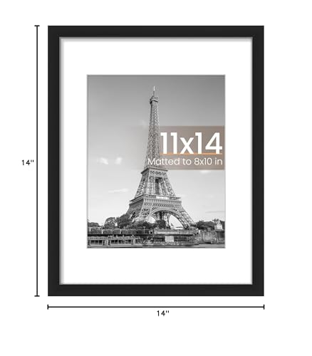 upsimples 11x14 Picture Frame, Wall Decor Photo Frames, Black 1 Pack | 11 x 14 Frame, 8x10 Frame with Mat for Gallery Wall, Family, Baby, Dog, Dorm, Christmas
