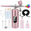 Cordless Airbrush Kit with Compressor, 48 PSI High Pressure, 3-Speed | 950mAh Rechargeable, 0.2/0.5mm Nozzles & 3 Cups, Non-Clogging, for Cake, Models, Makeup, Painting, Nail Art