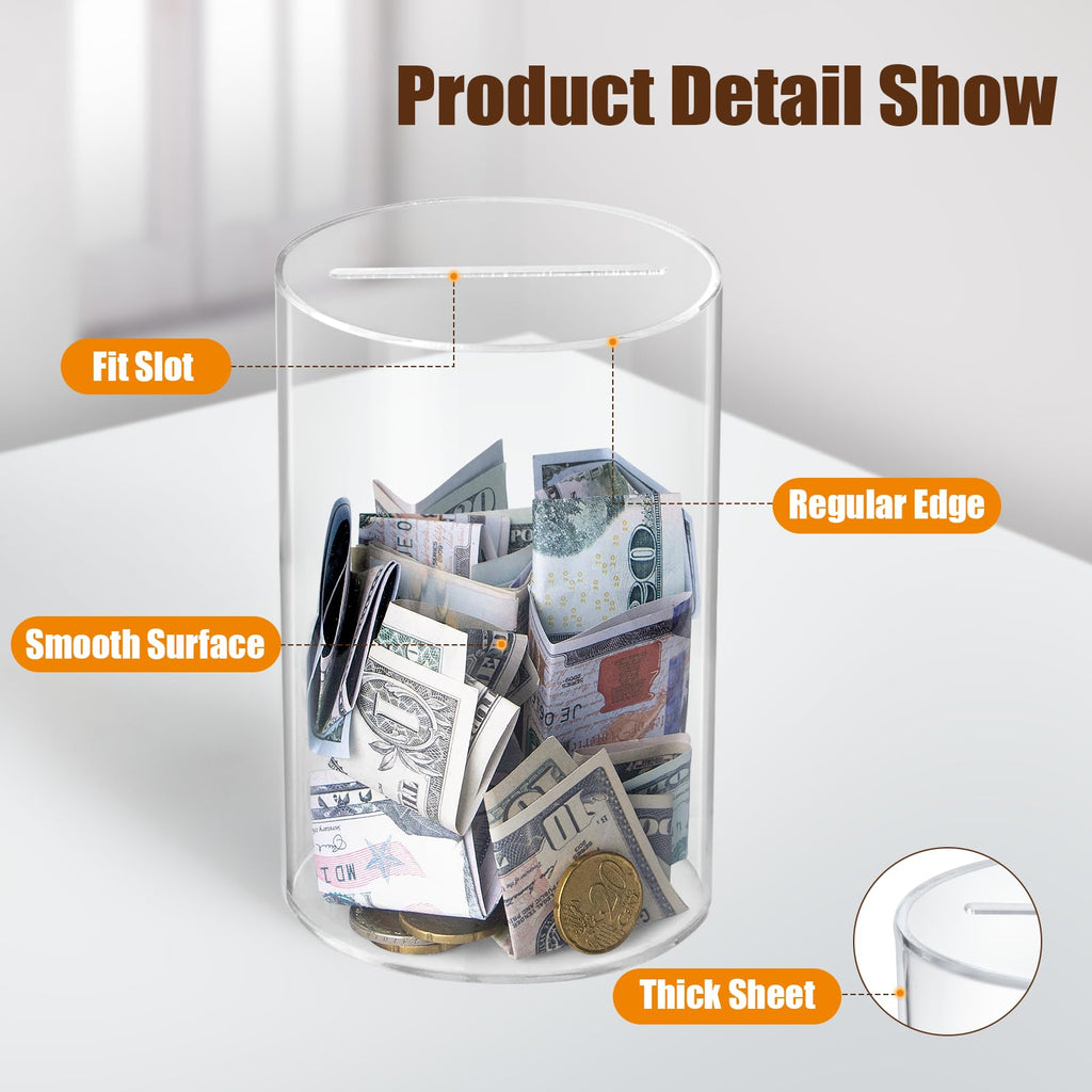 Hicocool Clear Piggy Bank, Must Break to Open, Acrylic Money Bank, 6"x3.54" | Unopenable Coin Bank for Adults & Kids, Clear Acrylic Money Saving Bank, Perfect for Birthdays, Holidays, and Gift Giving