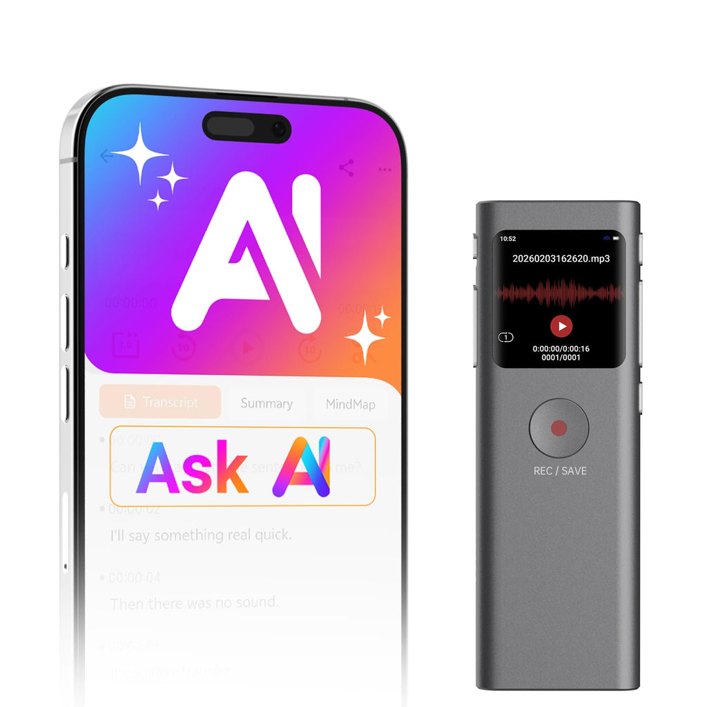 AI Voice Recorder, Transcribe & Summarize with AI Note Taker | Voice Recorder for Meetings & Lectures & Interviews, Voice Activated with Playback, 90+ Languages, Portable Tape Recorder