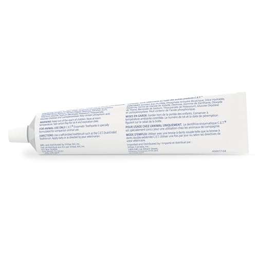 C.E.T. Enzymatic Toothpaste for Dogs and Cats, Poultry, 2.5oz | Plaque and tartar control for fresh breath, pet dental care toothpaste, Dual enzyme system, poultry flavored toothpaste