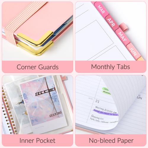 Forvencer Planner 2027-2028, 18 Month Calendar Planner, Jan 2027-June 2028 | 8.5"x11", Weekly and Monthly, Daily Agenda Book with Tab, Spiral Journal Organizer for Office Home Teacher School, A4, Pink
