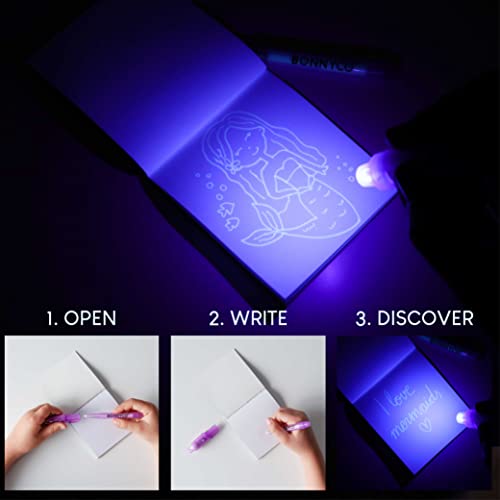 BONNYCO Invisible Ink Pen and Notebook Pack of 16 Party Favors for Kids | Mermaid Goodie Bags Stuffers for Kids. Birthday Party Supplies with Magic Spy Pen, Goody Bag Stuffers, Return Gifts, Prizes