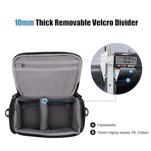 CADeN Compact Camera Shoulder Crossbody Bag Case Compatible for Nikon, Canon, Sony SLR/DSLR Mirrorless Cameras and Lenses Waterproof(1.0 S, Black)