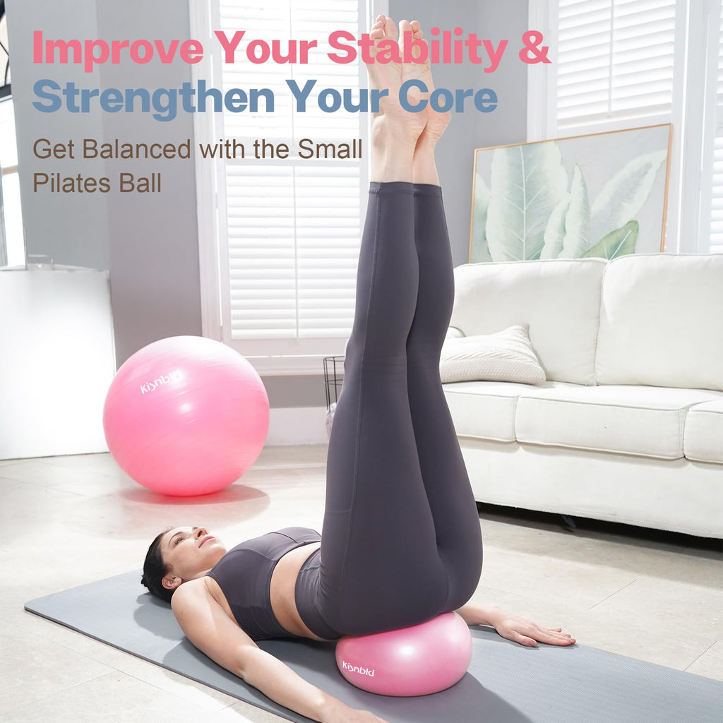 kisnbld 9 Inch Pilates Ball, Small Exercise Ball for Core &Physical Therapy | Anti-burst Slip Resistant Mini Yoga Pilates Equipment for Stability,Stretching, Rehab & Workout at Home Gym & Office
