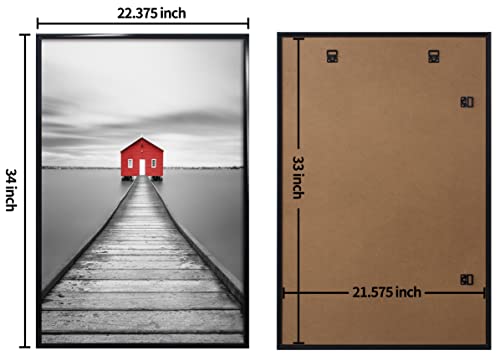 ELSKER&HOME 22.375 x 34 Poster Frame 3 Pack, Black | 22.375x34 Picture Frame for Horizontal or Vertical Wall Mounting, Sturdy and Scratch-proof
