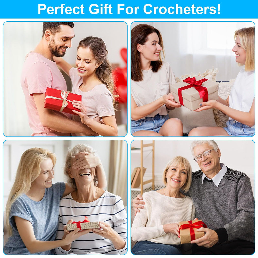 MECHEER Crochet Hooks 12 Sizes Set, 51 Pack Yarn Crochet Kit for Beginners | Knitting Needles with Ergonomic Handles for Arthritic Hands, Crochet Needle Kit with Blue Case for Crocheters