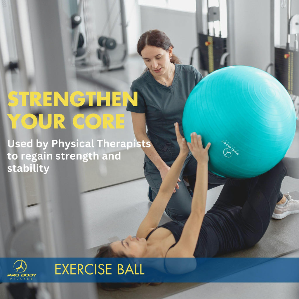 ProBody Pilates Yoga Ball - Gym Grade Exercise Ball | Sizes 45/55/65/75/85 cm, 330 lb Load, CA 10P Cert, PT & Prenatal Use, Recommended by OBs, Pump