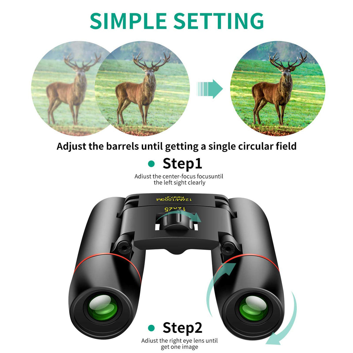 POLDR 12X25 Small Pocket Binoculars Compact for Adults | Mini Portable, Easy Focus, Crystal Clarity for Bird Watching, Concert, Opera, Cruise, Travel, Hiking