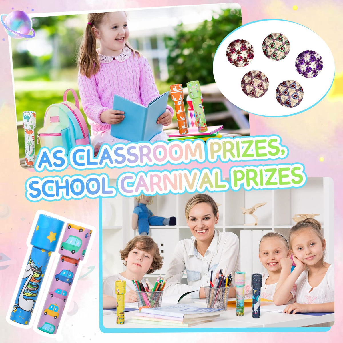 Chivao 30 Pcs Classic Kaleidoscope for Kids Party Favors, Cute Style | Bulk Kaleidoscopes, Classroom Rewards, Goodie Bag Stuffers, Birthday Gifts, Random Animal Patterns, Vintage Optical Toys