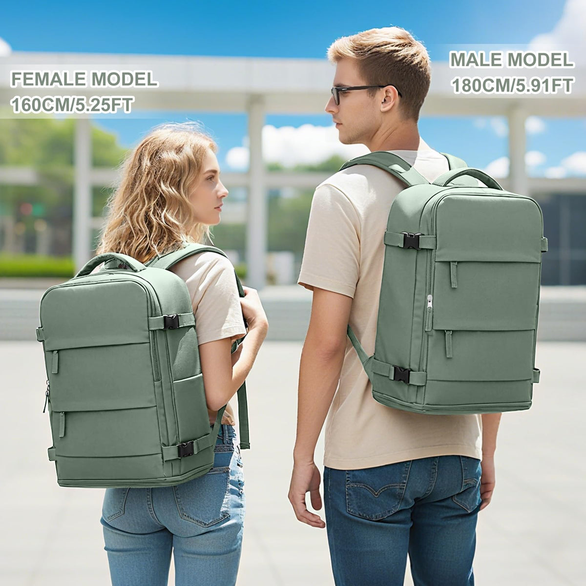coowoz Travel Backpack For Women Men,Carry On Backpack,Hiking Backpack Waterproof Outdoor Sports Rucksack Casual Daypack Travel Essentials(Olive Green)