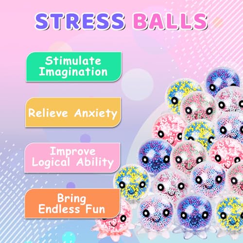 VESPRO 12 Pack Fidget Stress Balls for Adults, Cute Octopus Stress Ball | Features a soft, squeezable texture, Bulk Squishy Squeeze Ball Toys Set for Classroom Prizes and Birthday Party Favors