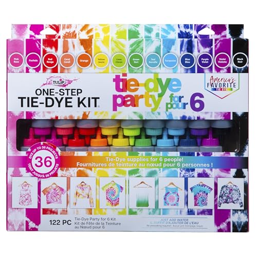 Tulip One-Step Tie-Dye Kit, 18 Bottles, 14 Colors, Fabric Dye for Shirts | Rainbow Tie Dye Party Supplies for Kids, Adults & Group Crafts, 2.75 fl oz Bottles