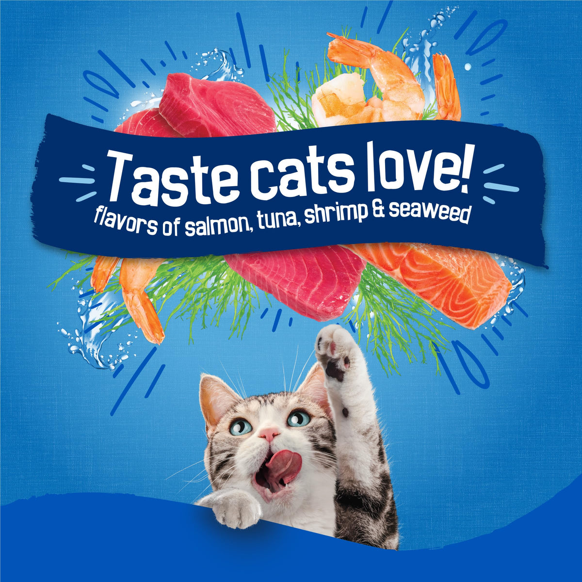 Friskies Purina Seafood Sensations Dry Cat Food, 22 lb Bag | Crunchy cat kibble with salmon, tuna and shrimp flavors, with protein for healthy muscles and fatty acids for skin and coat